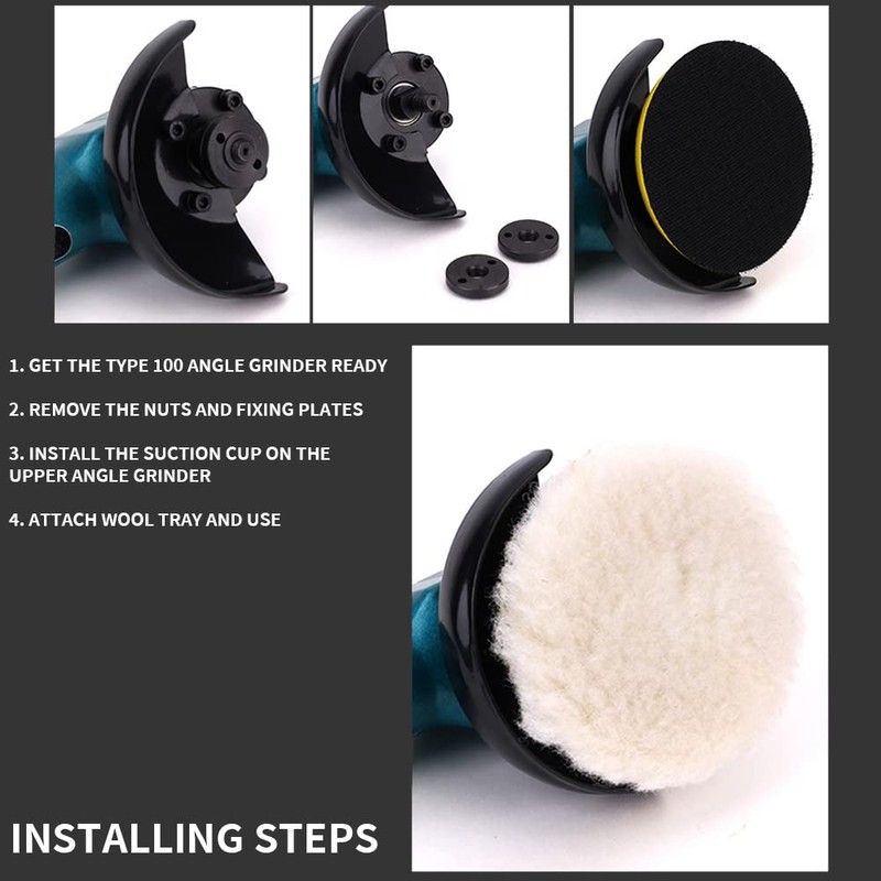 NuoDunco 7 Pieces 6 Inch Wool Polishing Pad Kit -