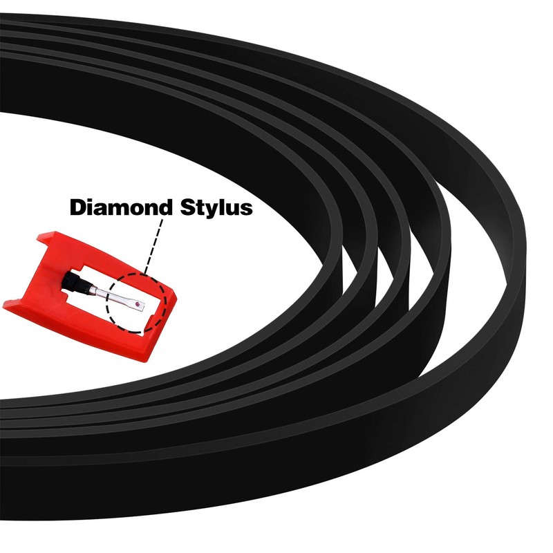 5 Pieces Turntable Belt with 5 Pieces Record Player Needle,
