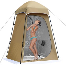 Camping Shower Tent, 7.9 FT Extra Tall Oversize Privacy Tent, Portable Outdoor Bathroom Toilet Tent with Floor, Easy Set Up Privacy Shelter for Dressing, Hiking, Fishing, UPF50+