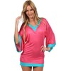 Ingear Sexy Color Block Tunic Fushia/Aqua-L