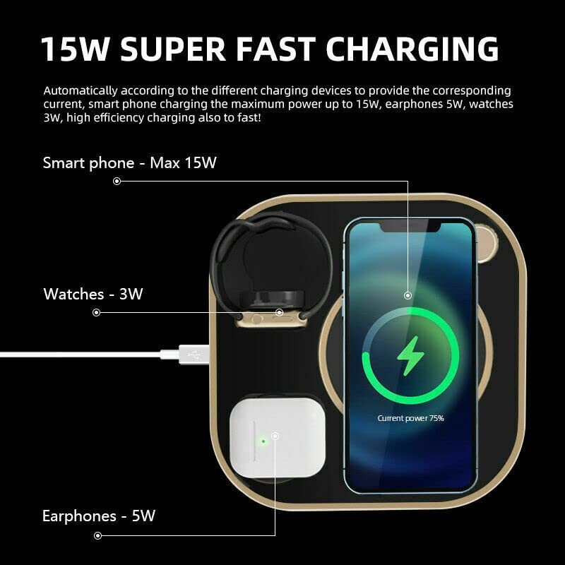 Nordecco 5 IN 1 Wireless Desktop Smart Dock Charger Dimmable
