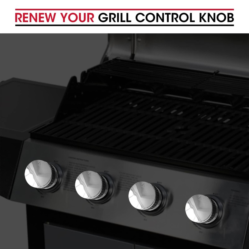 Unicook Grill Control Knob 4 Pack, Gas Burner Replacement, Chrome