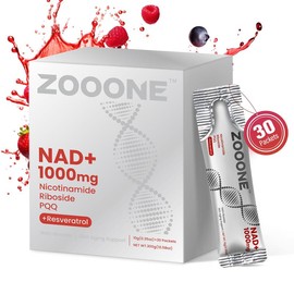 ZOOONE NR1000 NAD+ Berry Flavor Drink Mix – Supports Skin Health, Energy & Focus, 30-Pack