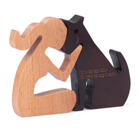 Aphromirel Man and Dog Wooden Statue Dog Figurines Wooden Statue Decoration Memory Gift Decorations for Home Office Living Room