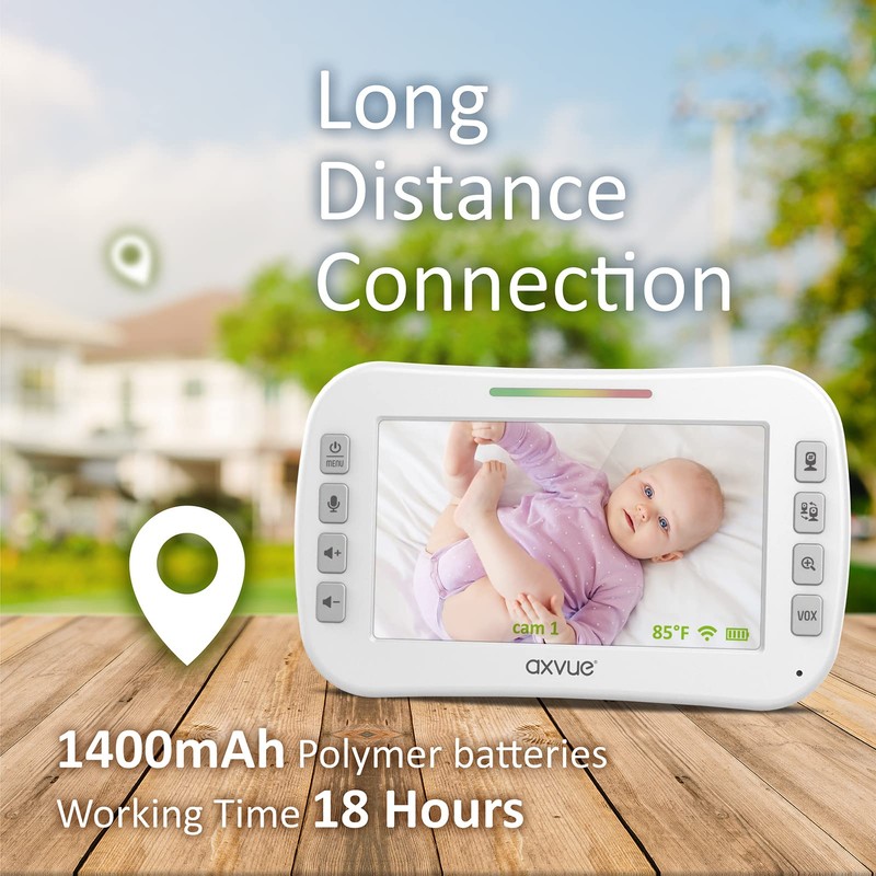 AXVUE Video Baby Monitor, Comfortable Slim Design Handheld Enclosure, 4.3"