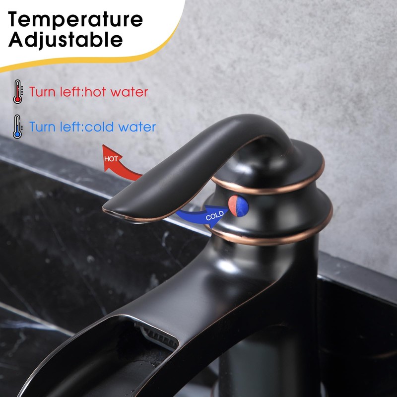 FRANSITON Waterfall Faucet Bathroom Faucet Single Handle One Hole Oil