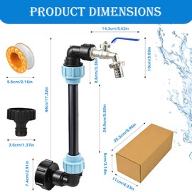 IBC Tank Gooseneck, IBC Outlet Tap 3/4 Inch, IBC Tank Accessories, IBC Gooseneck 3/4 Inch Outlet Tap, IBC Adapter, IBC Tap, IBC Tank Connector, for 1000L Rainwater Tank, Rain Barrel, IBC Container