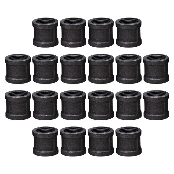 DSDS 20 PACK 3/4 "Pipe Coupling, Rustic Industrial Black Malleable