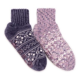 MUK LUKS Women's Chenille Cabin Socks (2 Pair Pack), Purple, L/XL