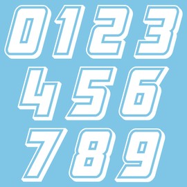 Autodomy Motorrad Motocross Nummer Startnummer Aufkleber Paket 10 Stück für Motorrad Quad ATV Auto (Weiß)