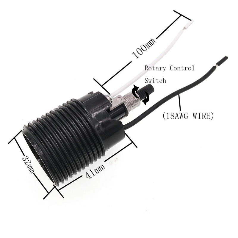 Phenolic (Bakelite) Threaded Medium Base E26 Fixture Socket with 10cm