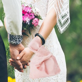 Muka Velvet Knot Bag, Black Luxury Evening Bag Knot Closure, Wrist Bag Cosmetic Organizer