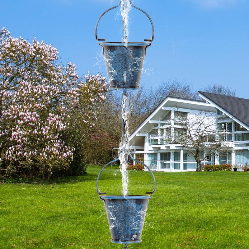 BloVine Rain Chain for Outsidewith 1 Adapter,Wrought Iron Rain Chains