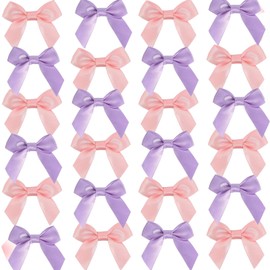 24pcs Satin Ribbon Twist Tie Bow Pre Tied Bow Crafts