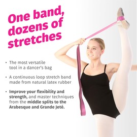 The PlumBand Stretch Band for Dance and Ballet – Premium Gift-Ready Package - Sizes for Kids & Adults – Improve Your Splits, Flexibility and Strength with Stretching (Rose Pink, Small)
