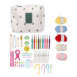 Crochet Kit Ruler Scissors Aluminum Pins Tape Measure Ergonomic Crochet Hook Set with Storage Bag for Household