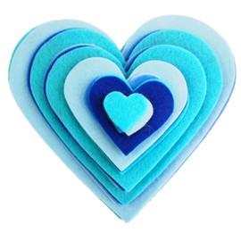 Playfully Ever After 1 to 6 inch Multi-Size Color Pack 24pc Felt Hearts (LightBlue/MilitiaBlue/NavyBlue/Turquoise)