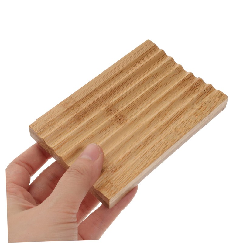 iplusmile Bamboo Soap Dish Set 2pcs Wave-Shaped Soap Holder Drainage