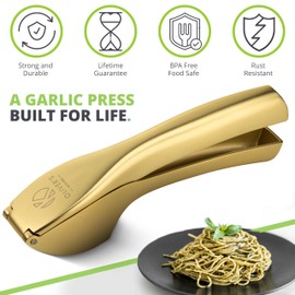 Oliver's Kitchen ® Premium Garlic Press – Handy & Easy to Clean – Crushes Garlic & Ginger Effortlessly (No Peeling Necessary) – Extra Strong & Durable