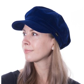 CRAGGI Velvet Baker Boy Cap,Newsboy Hat,Cabbie,Flat Cap in Navy Velvet,Womens Hats