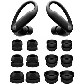 ALXCD Double Flange Ear Tips Compatible with Powerbeats Pro 2 Headphone, S/M/L 3 Sizes 6 Pairs Soft Silicone Earbuds Tips, Fit for Powerbeats Pro 2 PB Pro 2, 6 Pairs Black