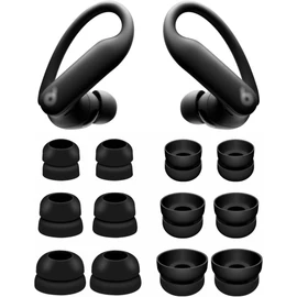 ALXCD Double Flange Ear Tips Compatible with Powerbeats Pro 2 Headphone, S/M/L 3 Sizes 6 Pairs Soft Silicone Earbuds Tips, Fit for Powerbeats Pro 2 PB Pro 2, 6 Pairs Black