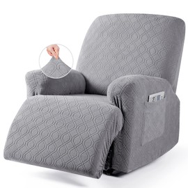 VANSOFY Recliner Chair Cover, 3-Pieces Stretch Recliner Covers for Recliner Chair Soft Reclining Chair Slipcover Furniture Protector for Dogs Cats(Light Gray)