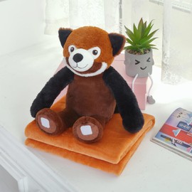 Stuffed Animal Toy and Blanket Set, Raccoon Plush Toy and Cozy Throw Blanket Combo, for Kids or Girlfriends on Birthdays and Festivals, Snuggle Pet & Comfort Sleeping Toy (Raccoon)