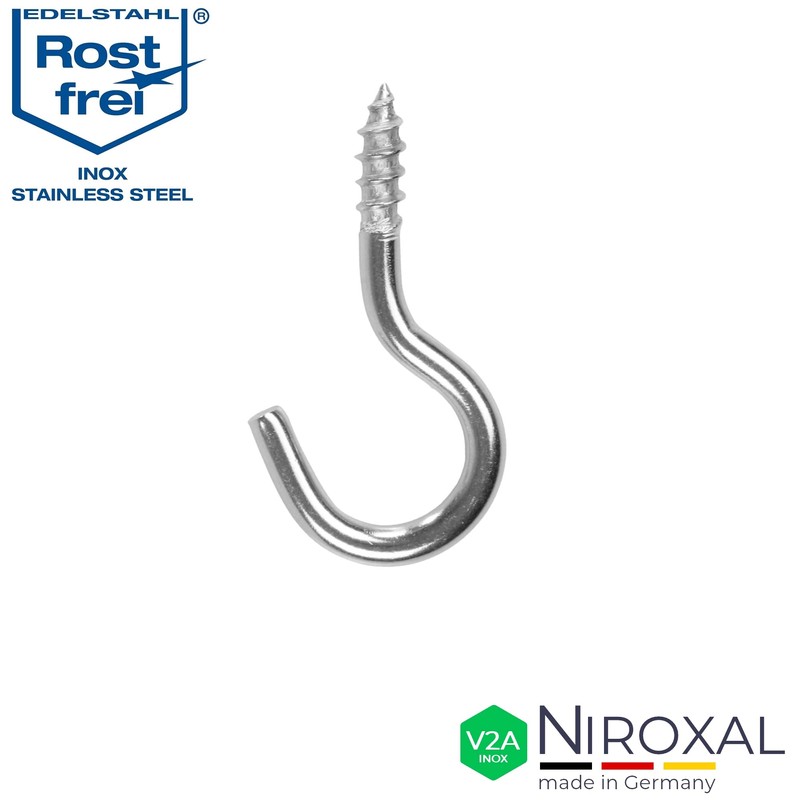 NietFullThings Screw Hooks Stainless Steel Ceiling Hook with Screw V2A