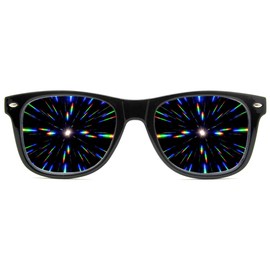 GloFX Ultimate Diffraction Glasses - Black - 3D Prism Effect EDM Rainbow,Black,