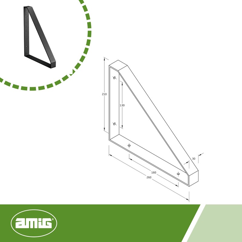 Amig - Dreieckige Halterung für Industrieregal | 211 x 261