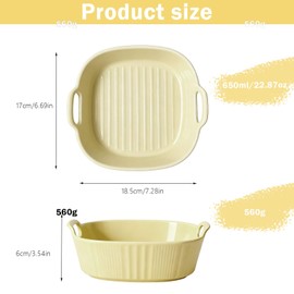 Hot Air Fryer Ceramic Round Baking Tray 18.5 x 16.5 x 5.5 cm Lasagna Baking Tray Colorful Enamel Round Lasagna Fries Light Yellow