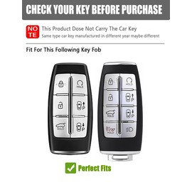 YINEOR for Genesis Key Fob Cover Leather Car Key Case Protector keychain Smart Key Fob Holder Compatible for G70 G80 G90 GV70 GV80 GV90 (Brown)