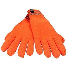 Heat Holders | Men's WRK Thermal Work Gloves | Dual Insulated, High-Visibility with Reflective Stripes | Orange | Men's Small/Medium