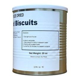 Military Surplus Freeze Dried Real Baked Biscuits – #10 Can – 25+ Year Shelf Life – Ready to Eat Emergency Food – Survival, Camping, Hiking, Hunting Meals – Long-Term Storage 10–12 Biscuits – Pack of 1
