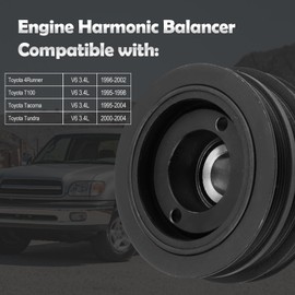 594-201 Engine Harmonic Balancer Crankshaft Pulley Compatible with Toyota Tacoma 1995-2004, Tundra 2000-2004, 4Runner 1996-2002, T100 1995-1998, DOHC V6 3.4L, Replace# 1340862040