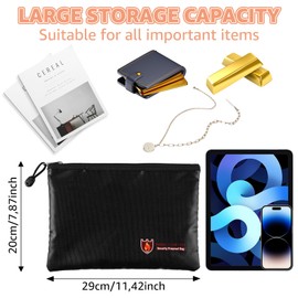 APACALI Pack of 2 Fireproof Document Wallets A4, 29 x 20 cm, Fireproof Waterproof Bags with Zip, Fibreglass | Fireproof Document Folder for A4 A5 Documents, Bank File