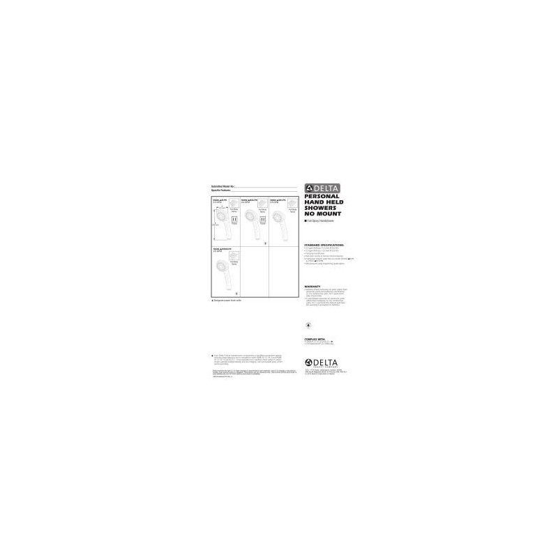 Delta Faucet Single-Spray Hand Held Shower Head, White 59462-WHB-PK