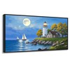 CHATYOUNG Large Coastal Wall Art - Blue Ocean Lighthouse Sailboat