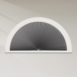 Tonature Arch Window Shades Half Circle Blackout Cellular Shades Cordless No Drill for Windows Half Moon Honeycomb Fabric No Tools Honeycomb Shades Easy Install (Grey-Blackout 36" X 72")
