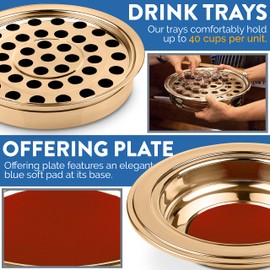 Steadfast Selections - (Offering Plate Red) Premium Gold Stainless Steel Offering Plates for Church | Offering Trays | Church Collection Plate | Church Offering Plates