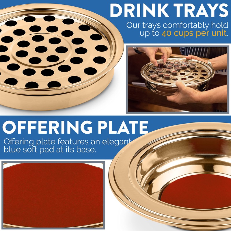 Steadfast Selections - (Offering Plate Red) Premium Gold Stainless Steel