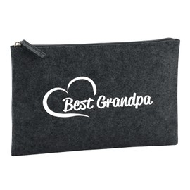 Huuraa Kulturbeutel Best Grandpa Heart Geschenk 1 Liter Charcoal Filz Best Grandpa Geschenkidee