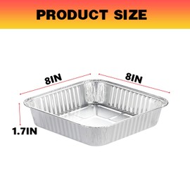 TINTUB 20 PACK 8x8 inch Disposable Aluminum Foil Pans-Square Foli Pans-Prefect for Takeout, Baking Cakes, Breads, Brownies, Bread, Meatloaf, Lasagna,Packaging Food