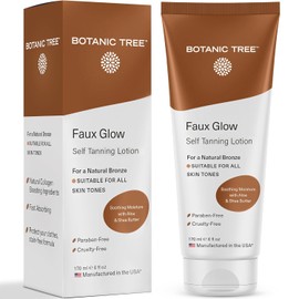 Botanic Tree Self Tanner 7.5 Oz and Pre Tan Exfoliator, Natural and Organic Ingredients Self Tanning Lotion for Body and Face-All Skin Types (Pack of 2) w/Avocado,Apricot,Coconut,Jojoba,Moringa.