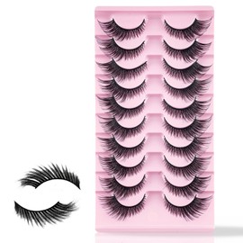 10PCS Cat Eye False Eyelashes,Fluffy Fox False Eye Lash,D Curled and Wispy Corner Lashes Set,Extensions 3D Natural-Looking,Thick Soft Long Eyelashes,Reusable,Fluffy Eyelashes Wispy Fox Eye Lashes