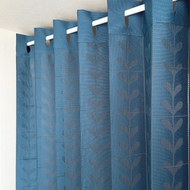KAEI LACE Accordion Curtain, Patapata Curtain, Washable, Thermal Insulation, Blindfold, Room Divider, Thick, Noren, Free Cut, Made in Japan, Scandinavian Leaf Pattern, Long Size, [Elmo] Navy (Approx. 59.1 inches (150 cm) x Approx. 78.7 inches (200 cm) Le