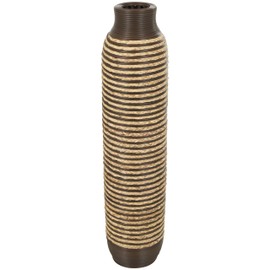 Deco 79 Seagrass Handmade Decorative Vase Slim Woven Tall Floor Centerpiece Vase with Dark Brown Striped Accents, Vase for Home Decoration 9" x 9" x 40", Brown