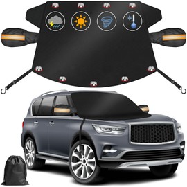 Car Windshield Cover, 2024 Upgrade Car Windshield Cover for Ice and Snow with Side Mirror and Hook,Heavy Duty 600D Oxford Fabric Windshield Snow Cover for Cars,Winter Frost Hail Protector for Most Car