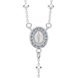 Dada Gioielli - Rosary Necklace for Men and Women with Cross and Miraculous Medal in 925 Silver - Christian Jewellery with Hypoallergenic Stainless Steel Chain, Stainless Steel Sterling Silver